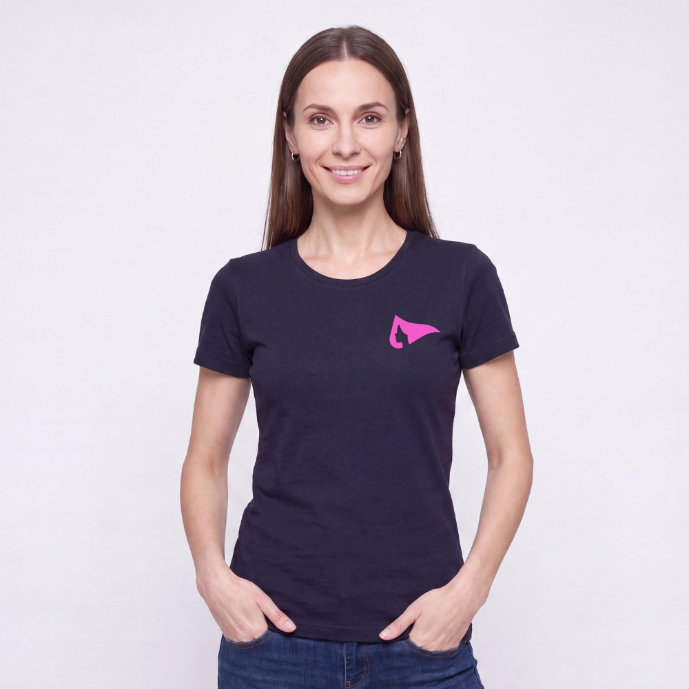 Camiseta Feminina Estampa Rosto Peito Preto