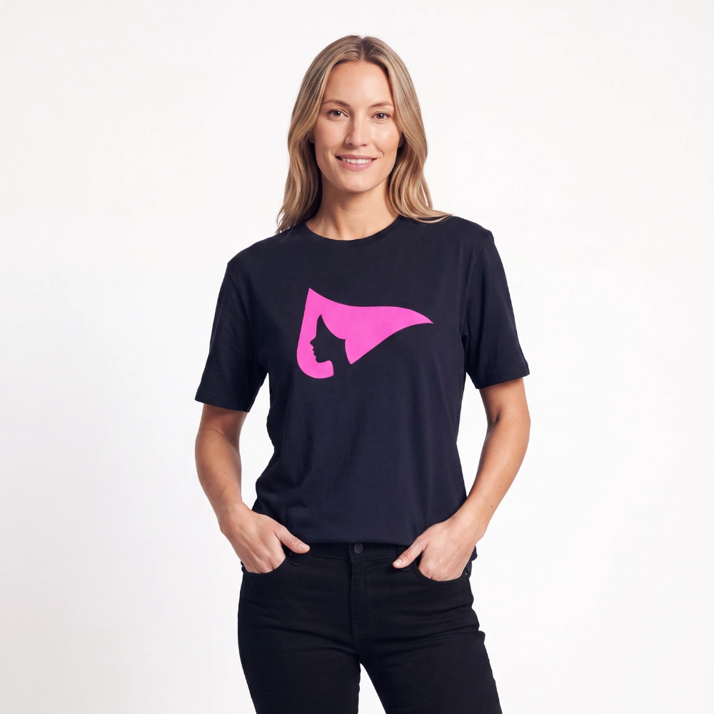 Camiseta Feminina Preto/Off Rosto