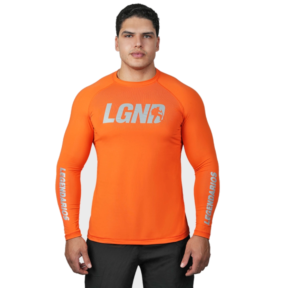 Camiseta Segunda Pele UV 50+ Laranja/Silver Refletivo