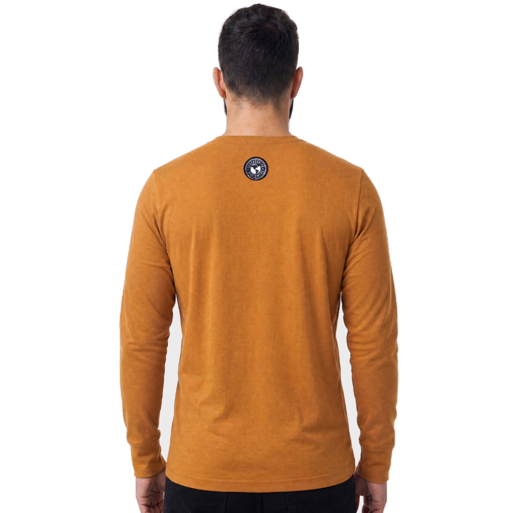 Camiseta Manga Longa Pima Com Bolso Laranja