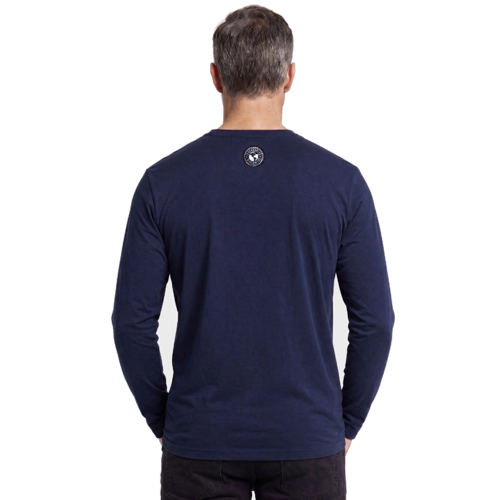 Camiseta Manga Longa Suedine Com Bolso Marinho