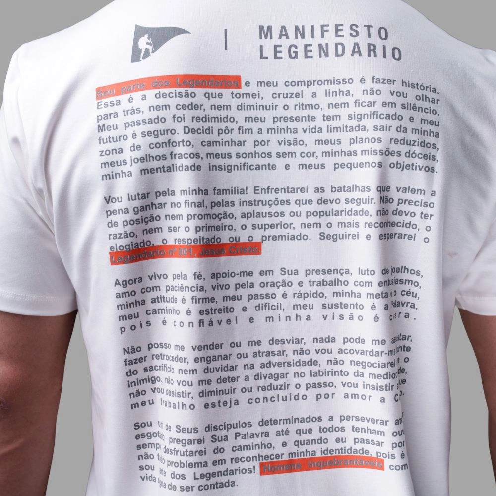 Camiseta Masculina Algodão Premium Manifesto Legendarios - Off White