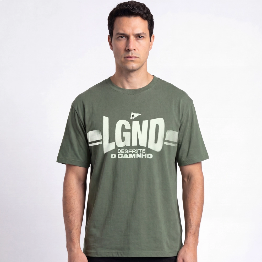 Camiseta Masculina Estampa Desfrute O Caminho Lgnd -Verde
