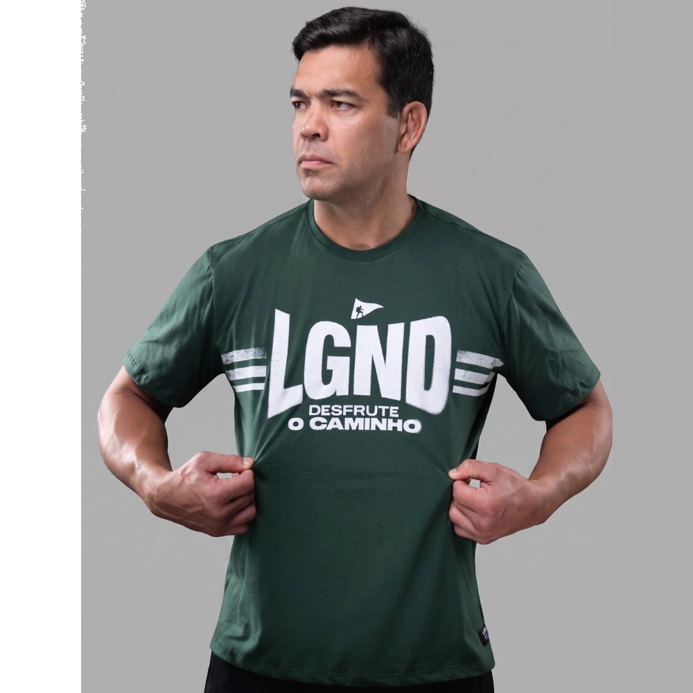 Camiseta Masculina Estampa Desfrute O Caminho Lgnd -Verde