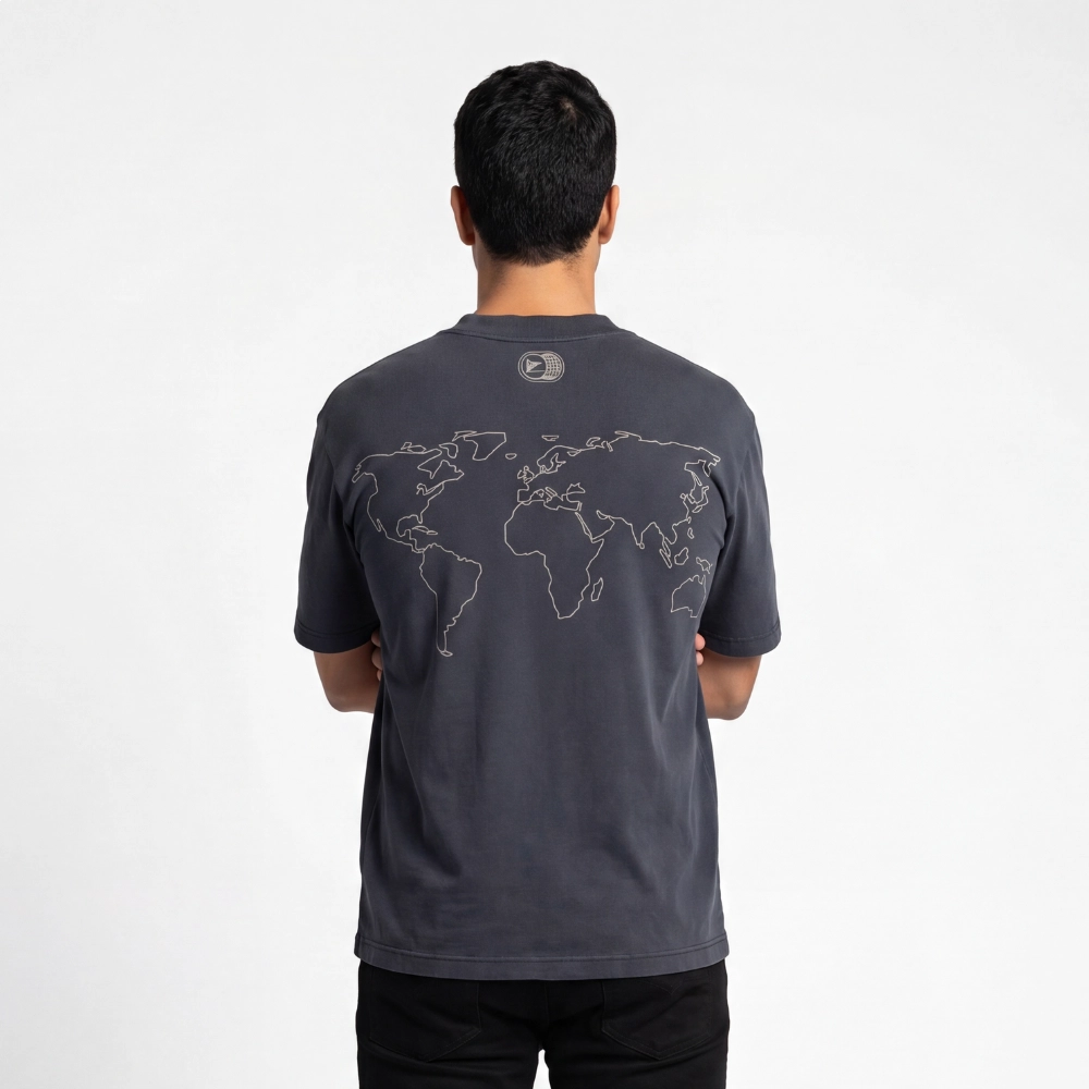 Camiseta Masculina Estampa World Wide Lgnd - Chumbo