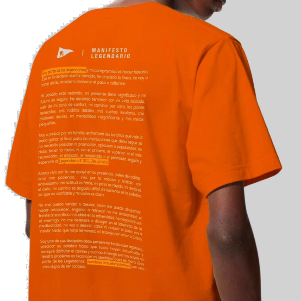 Camiseta Masculina Algodão Premium Manifesto Legendarios - Laranja