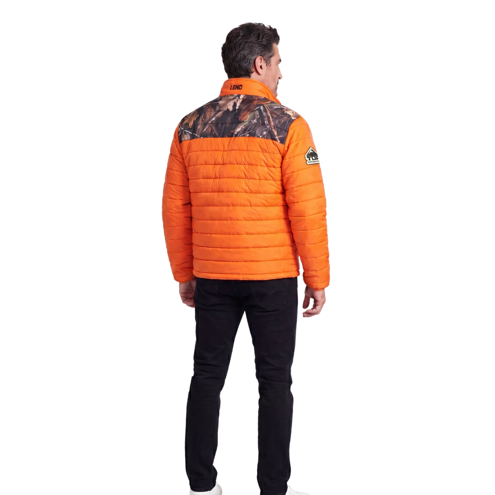 JAQUETA PUFFER CHILE LGND TOP LARANJA/CAMUFLADO - LEGENDARIOS